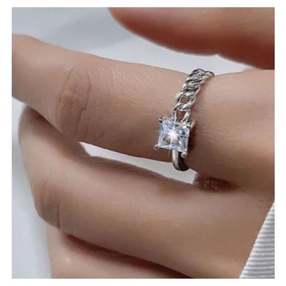 The Multi Ring adjustable 925 half link ring with cubic zirconia - Picture 1 of 4